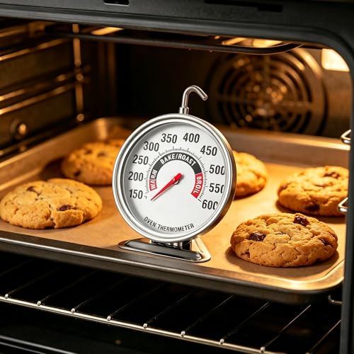 Oven Thermometer Extra Large 3" with Easy-Read Dial | 150-600F Pro Accurate Temp Gauge for Kitchen, Baking, Grill & Meat | Hang or Stand for Gas/Electric Ovens - size: Oven Thermometer-3 Inch
