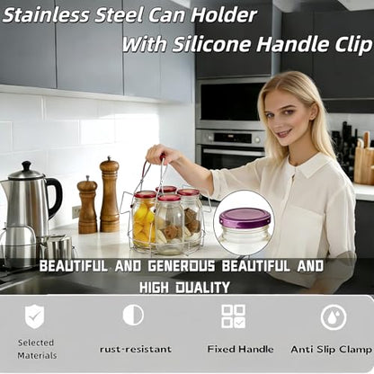 2pcs 10 Inch Stainless Steel Canning Rack with Jar Lifter Tongs Set - Heavy Duty Canning Basket for Water Bath Canner & Pressure Canner - Fits Stock Pot, Mouth Quart Jars for Home Canning (10 inch) - size: 10 inch