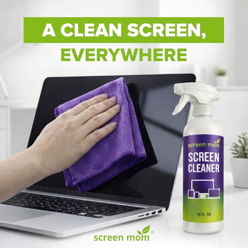 Screen Mom Screen Cleaner Spray 2 Pack-16oz for TV, Car, Laptop & Computer | Streak-Free Formula, Alcohol & Ammonia-Free, Safe for TVs, OLED Glass Tablets & Phones, Gentle Cleaning, No Residue Finish - size: 32 Fl Oz (Pack of 1)