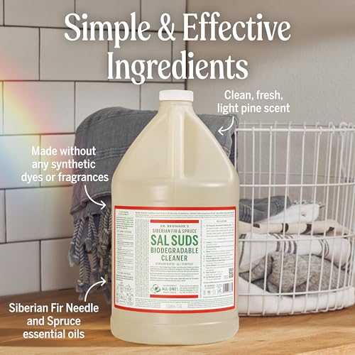 Dr. Bronner's Sal Suds Biodegradable Cleaner (Fir & Spruce, 1 Gallon) – All-Purpose Pine Mop Soap & Detergent for Floors, Multi-Purpose Household Formula, Dish Degreaser & Laundry Use - size: 128 Fl Oz (Pack of 1)