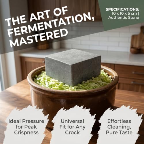 Stone Fermentation Weight: Moisture Separation Cabbage Press Stone Fermenting Tools for Pickled Vegetables Canister Food Preservation, 3.9x3.9x2in - color: Black