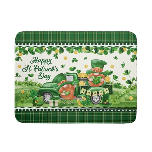 Shamrock Truck Dish Drying Mat Buffalo Check Dish Drainer Mat 18x24 inch Reversible Microfiber Quick Dry Rack Pad for Kitchen Counter Sink - color: Shamrock Truck Plaid, size: 18" x 18"