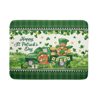 Shamrock Truck Dish Drying Mat Buffalo Check Dish Drainer Mat 18x24 inch Reversible Microfiber Quick Dry Rack Pad for Kitchen Counter Sink - color: Shamrock Truck Plaid, size: 18" x 18"