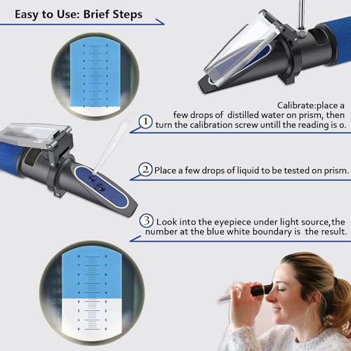 Aichose 0-80% Brix Meter Refractometer for Measuring Sugar Content in Fruit, Honey, Maple Syrup and Other Sugary Drink, with Automatic Temperature Compensation Function