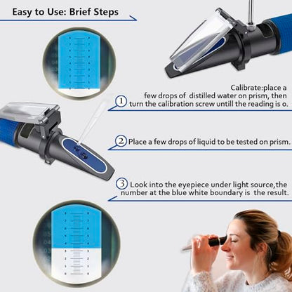 Aichose 0-80% Brix Meter Refractometer for Measuring Sugar Content in Fruit, Honey, Maple Syrup and Other Sugary Drink, with Automatic Temperature Compensation Function