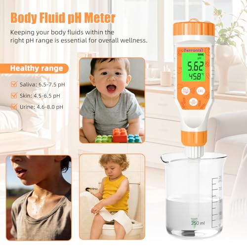 Food pH Meter Digital pH Tester for Food Fermentation Canning Cooking – Accurate pH Meter for Sourdough Bread, Cheese, Hot Sauce, Yogurt – Smart Water Resistant Food