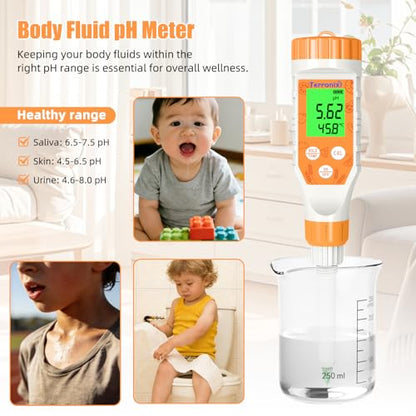 Food pH Meter Digital pH Tester for Food Fermentation Canning Cooking – Accurate pH Meter for Sourdough Bread, Cheese, Hot Sauce, Yogurt – Smart Water Resistant Food