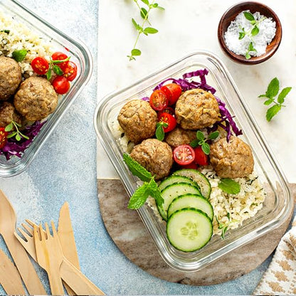 VERONES 10 Pack 22 OZ Glass Meal Prep Containers, Airtight Glass Lunch Containers Set, Food Storage Containers with Lids,BPA Free, for Microwave, Oven, Freezer & Dishwasher Friendly,White - color: White