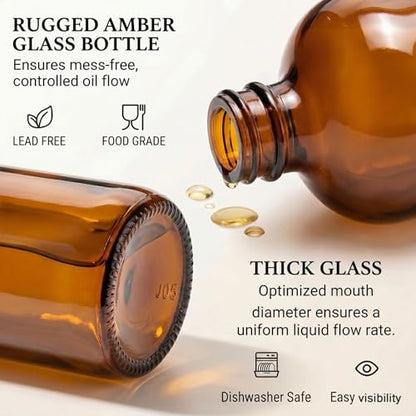 2pack 16oz amber Glass Bottles with Reusable Lids (2 Pack),Lab Bottles & Jars Reagent Bottles,Perfect Glass Containers for Secondary Fermentation,Storing condiment, Homemade Essential Oils (16 Ounce)