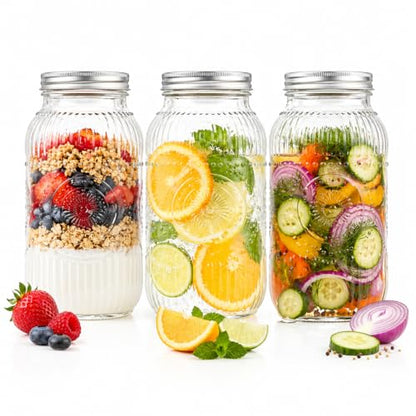 WELLIFE 64oz Mason Jars, 3 Pack Large Mason Jars Wide Mouth for Pickling, Canning, Fermenting and Food Storage, Microwave & Dishwasher Safe - color: Clear Sunflower Mason Jars 64oz-3Pcs