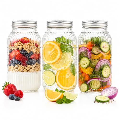 WELLIFE 64oz Mason Jars, 3 Pack Large Mason Jars Wide Mouth for Pickling, Canning, Fermenting and Food Storage, Microwave & Dishwasher Safe - color: Clear Sunflower Mason Jars 64oz-3Pcs