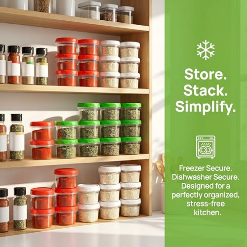 EONJOE 4oz Airtight Plastic Food Storage Containers with Lids, 12pcs | Dishwasher safe ,Freezer safe ,BPA free,Reusable,Round jars ,Perfect for salad dressing sauce lunch to go - size: 4oz