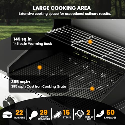 Electactic 4-Burner Gas Grill with Side Burner,Stainless Steel Propane Grill with Porcelain-Enameled Grills,Built-In Thermometer,42000BTU BBQ Grill for Outdoor Cooking and Patio Barbecues - size: 4 Burner Gas Grills with Side Burner