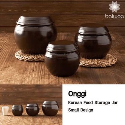 Earthenware Onggi Korean Traditional Clay Jar Mini Ceramic Canister/Handmade Food Sauce Storage Container for Tea, Coffee Bean, Salt/Breathing Clay Pot Kimchi Fermentation Crock (1L(34oz)) - size: 33.8 Ounces