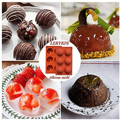 Lerykin Semi Circular Silicone Molds, Non-Stick Silicone Chocolate Molds,3 Packs Baking Molds for Making Chocolate, Cake, Jelly, Desert, Biscuit, Dome Mousse (6 Cups, 15 Cups and 24 Cups) - color: 3 Sizes Set