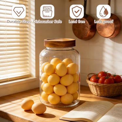 KEYWING 1 Gallon Large Glass Jars With Airtight Lid, 2Pcs Glass Food Storage Containers With Lids, Flour Rice Contianers for Pantry Kitchen Organization Egg Cookie Sugar Cereal (128 oz /3800ml) - size: 1 Gallon