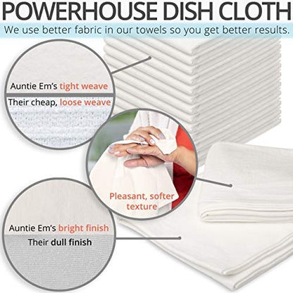 Aunti Em's Kitchen Flour Sack Dish Towels - Natural Cotton for Embroidery and Drying Glass, Hand, Dinnerware - Plain, Thick, Zero-Lint, Highly Absorbent - Set of 13, 27 x 27 Inch, Unbleached Tan - color: Unbleached Tan