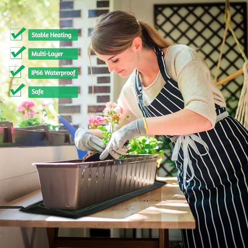 LOCONHA Seedling Heat Mat for Seed Starting,10" x 20.75" Waterproof Heating Pad for Indoor Plants Germination (Black 4 Pack) - color: Black 4 Pack