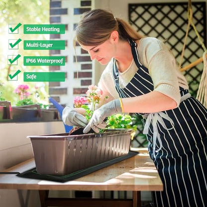 LOCONHA Seedling Heat Mat for Seed Starting,10" x 20.75" Waterproof Heating Pad for Indoor Plants Germination (Black 4 Pack) - color: Black 4 Pack