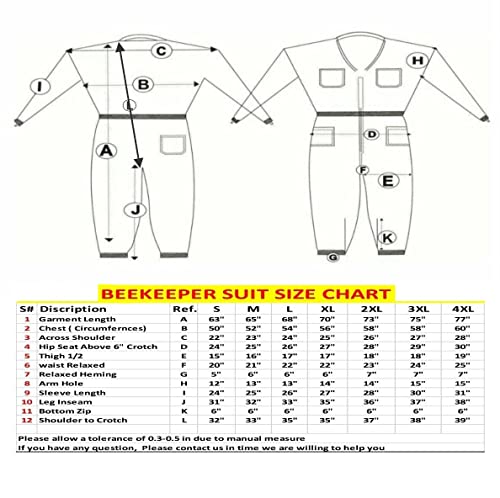 MS Breathable Ventilated 3Layers Beekeeping Suit with Fencing Veil & Protective Gloves – Full Body Beekeeper Suit - color: White, size: Medium