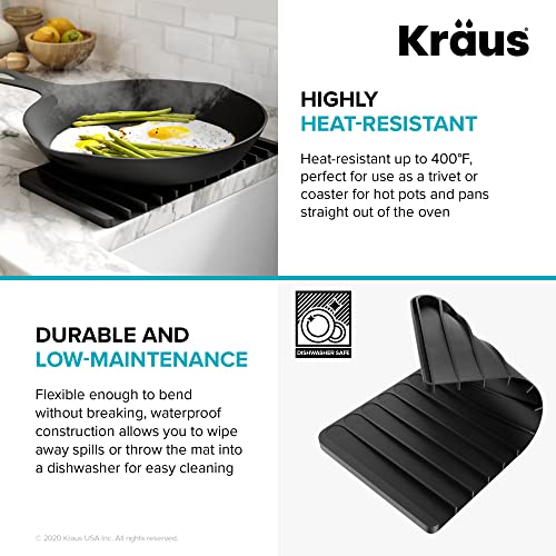 Kraus Self-Draining Silicone Dish Drying Mat or Trivet for Kitchen Counter in Dark Grey, KDM-10DG - color: Dark Grey, style: Drying Mat