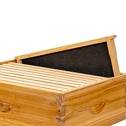 20 Pack Honey Bee Frames with 100% Beeswax Coated Food Grade Foundation Sheets, Complete Unassembled Medium Super Beehive Frames and Foundations - color: 20 Super Frame black