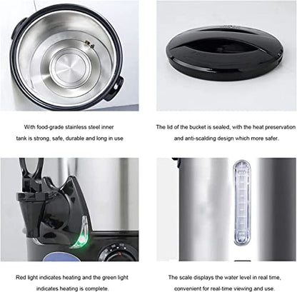 INTBUYING Stainless Steel Large Capacity Commercial 110V Hot Water Dispense Boiler Instant Boiling Machine Heater Electric Kettle Temperature Control for Coffee Tea with Faucet Tap-15.4L - size: 16.3 Quarts