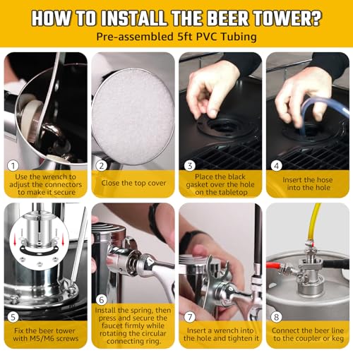 3 Tap Beer Tower Stainless Core Beer Faucet Kegerator Tower Draft Beer Tap Tower Dispenser Pre-Installed Kegerator Tap Tower Kit with Self-Closing Spring Keg Tap Beer Brewing Kit - size: Triple Tap Beer Tower