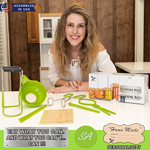 Supa Ant Canning Supplies - USA Assembled & Certified Food Grade Stainless Steel Starter Set Canning Kit for Beginners - Wide Kitchen Funnel, Jar Lifter and Wrench, Bubble Popper/Measurer, Lid Lifter - size: 6-Piece Starter