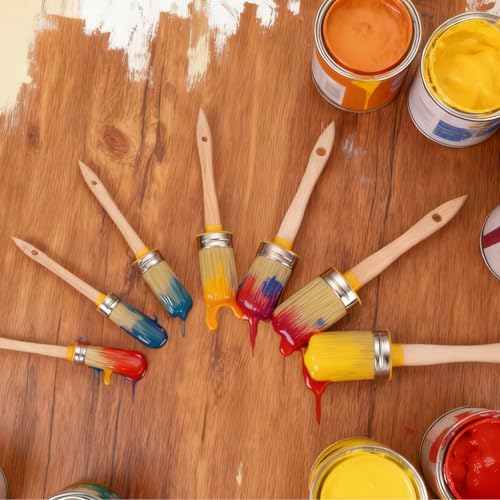 uxcell 5 Pcs Wax Paint Brushes, 2.1 x 0.8 Inch Chalk Stencil Brush, Oval PET Fiber Bristle with Wood Handle, Painting Tool for Furniture DIY Home Decor Art Crafts, Yellow - size: 2.1 x 0.8 Inch