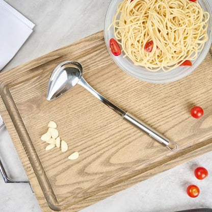 Restaurantware Stainless Steel Soup Ladle with Pour Spout - German Standard Gravy Ladle, Dishwasher Safe, Heat Resistant - Easy Pour Spout Ladle for Serving Soup, Sauce, Gravy - style: Pour Spout Ladle