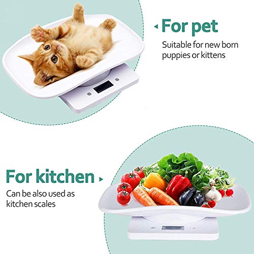 Digital Pet Scale LCD Electronic Small Animals Weighing Scale, Kitchen Food Scale, Mini Precision Grams Weight Balance Scale with g/ml/oz/lb for Pup/Cat/Hedgehog/Ferret/Hamster/Tortoise/Lizard