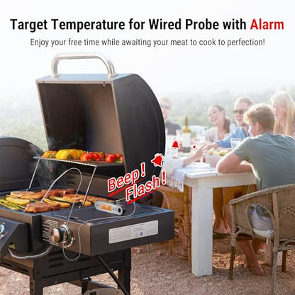 TempPro TP610 Rechargeable Instant Read Meat Thermometer with Foldable Probe & Wired Leave-In Probe, Waterproof Cooking Thermometer with Alarm & Backlit for BBQ Grill Smoker Oven(Previously ThermoPro)