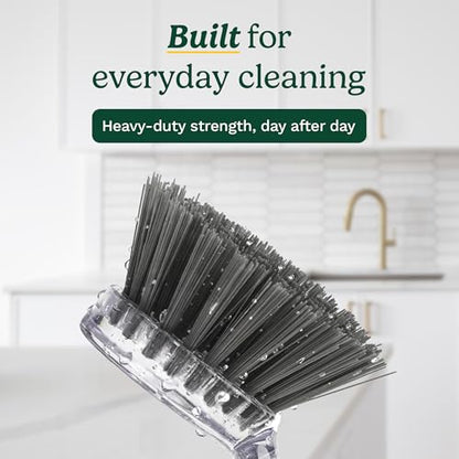 Cuisinart Dish Brush with Handle, 2 Pack, Firm Bristles | Multi-purpose dish scrubber for plates, pots, and pans, deep cleaning removes grease, safe for nonstick, round head - color: Round- Dark Gray