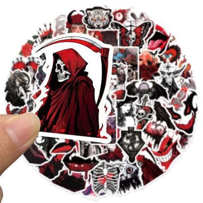 Yoksas Goth Horror Vampire Stickers - 50Pcs Gothic Red Skull Spooky Satanic Stickers for Scrapbook,Laptops,Water Bottles,Halloween Party Supplies,Helmets,Bumper - color: Vampire