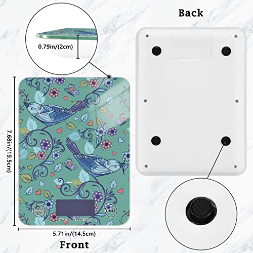 Food Scale Kitchen Digital Scale Food Ounces and Grams Dieting Baking Cooking Waterproof Glass Panels LCD Display,4 Units Scale Tare Function Bird - color: Bird 31