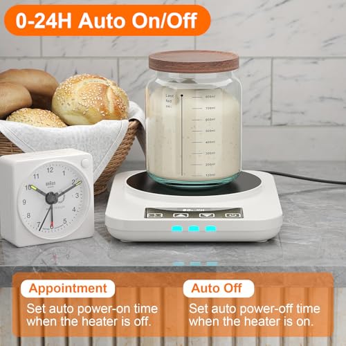 Electric Sourdough Starter Warmer, Upgrade Warming Heating Pad Mat for Sour Dough Starter, Sourdough Heater Proofing Tool for Home Baking with Thermostat Control, Timing, Memory Function (White) - color: White