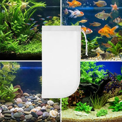 3 Pack Filter Media Bag, 180μm Aquarium Mesh Bag | 7.8x3.86in Reusable Extra Fine Mesh Filter Bags with Drawstring for Activated Carbon and Fine Resins