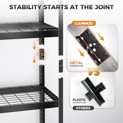 CAMMOO 36''W Storage Shelves, 3500LBS Metal Garage Shelving Unit with Magnetic Lable, Upgraded Structure, Solid Steel, Heavy Duty Adjustable 5 Tier Wire Shelf for Basement, Kitchen, 36"W x 16"D x 72"H - size: 36"W x 16"D x 72"H