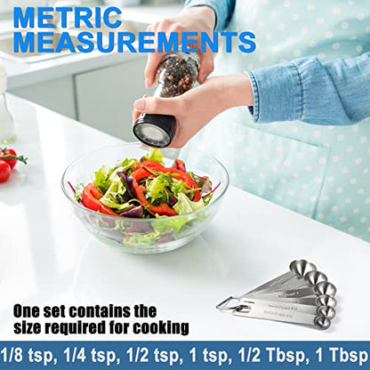 Measuring Spoons, Premium Heavy Duty Stainless Steel Measuring Spoons Cups Set, Small Tablespoon with Metric and US Measurements, Set of 6 for Measuring Dry and Liquid Ingredients - size: 6PCS