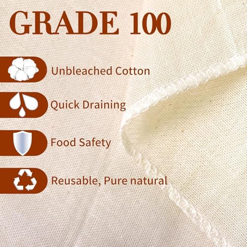 8-Pack Extra Large Cheese Cloths, 20x20 Inch Reusable Cotton cheese cloth bag for straining, Lock-Edged, Food Grade for Nut Milk, Yogurt, Cooking & Juicing