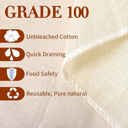 8-Pack Extra Large Cheese Cloths, 20x20 Inch Reusable Cotton cheese cloth bag for straining, Lock-Edged, Food Grade for Nut Milk, Yogurt, Cooking & Juicing