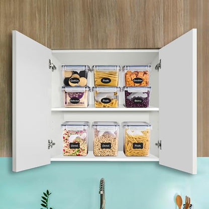 Sorbus Food Storage Containers - Pack of 8 - Air Tight, Four-Way Snap Lids Keeps Food Fresh - Store Cereal, Pasta, Flour, Nuts, Candy - Durable Plastic Kitchen Pantry Bins - size: 8 Pack