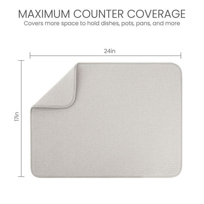 Bellemain XL Dish Mat Microfiber Dish Drying Mat, Super absorbent (Light Grey, 17" x 24") - color: Light Grey, size: 17" x 24"