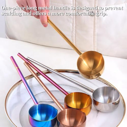 Stainless Steel Hot Oil Ladle, 2pcs Solid Oil Spoon with 10.5 inch Long Handle Pour Spout, 70ml Capacity for Kitchen Cooking Serving Soups and Drizzle Sauces Dishwasher Safe (Orange Red) - color: Orange Red