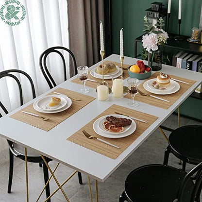 Set of 16 Pcs Bamboo Placemats Sushi Rolling Mat Japanese Style Natural Anti-Slip Bamboo Placemats Washable Heat-Resistant Table Mats for Dining Room and Kitchen - color: Brown, size: Set of 16