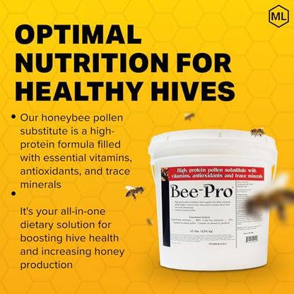 Mann Lake FD200 Bee-Pro Pollen Substitute, High Protein, Boosts Brood, Healthy Colony, Free from Animal by-Products, Rich in Vitamins & Amino Acids, 10 Lb Pail - size: 10-Pound