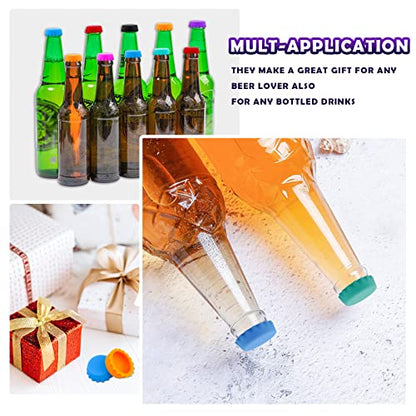 108 PCS Silicone Rubber Bottle Caps, LEEFONE 12 Colors Reusable Beer Caps for Home Brewing Beer, Soft Drink, Wine Bottle, Beer Bottle, Soda Bottles Kitchen Gadgets