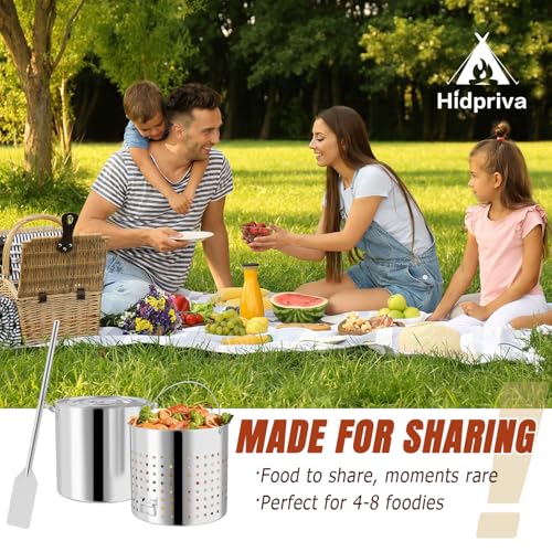 80QT Seafood Boil Pot with Detachable Paddle, Stainless Steel Stock Pot | Crawfish Boil Pot with 60QT Basket, Lid & Lifting Hook, Perfect for Outdoor Crab, Lobster & Shrimp Boils - style: 80QT+Mixing Paddle