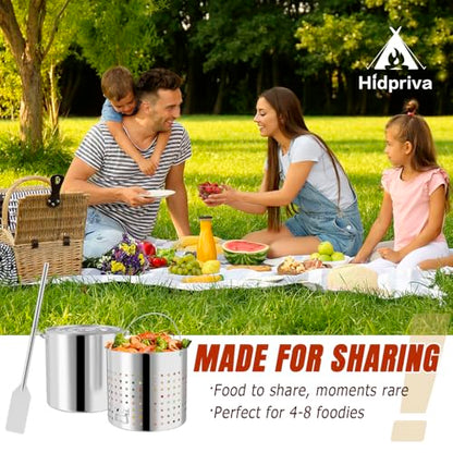 80QT Seafood Boil Pot with Detachable Paddle, Stainless Steel Stock Pot | Crawfish Boil Pot with 60QT Basket, Lid & Lifting Hook, Perfect for Outdoor Crab, Lobster & Shrimp Boils - style: 80QT+Mixing Paddle